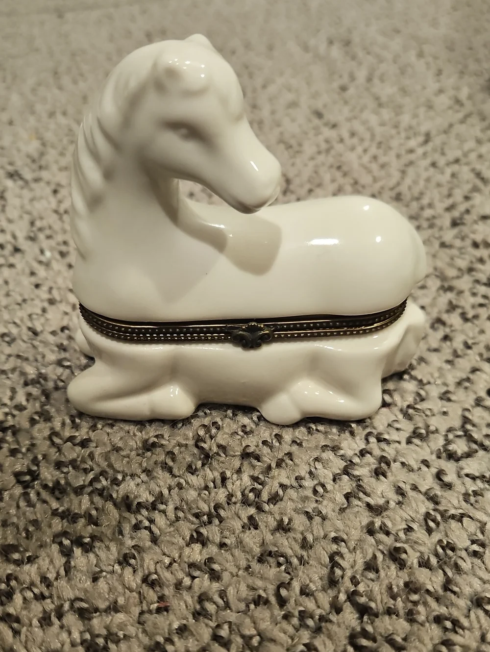 Vintage White Horse Trinket Box